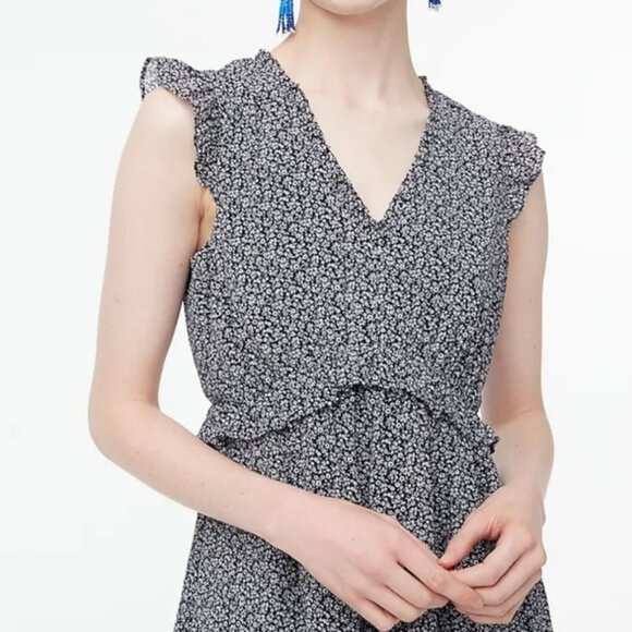 J. Crew Ruffle V-neck mini dress Floral Size 4 - Picture 2 of 11